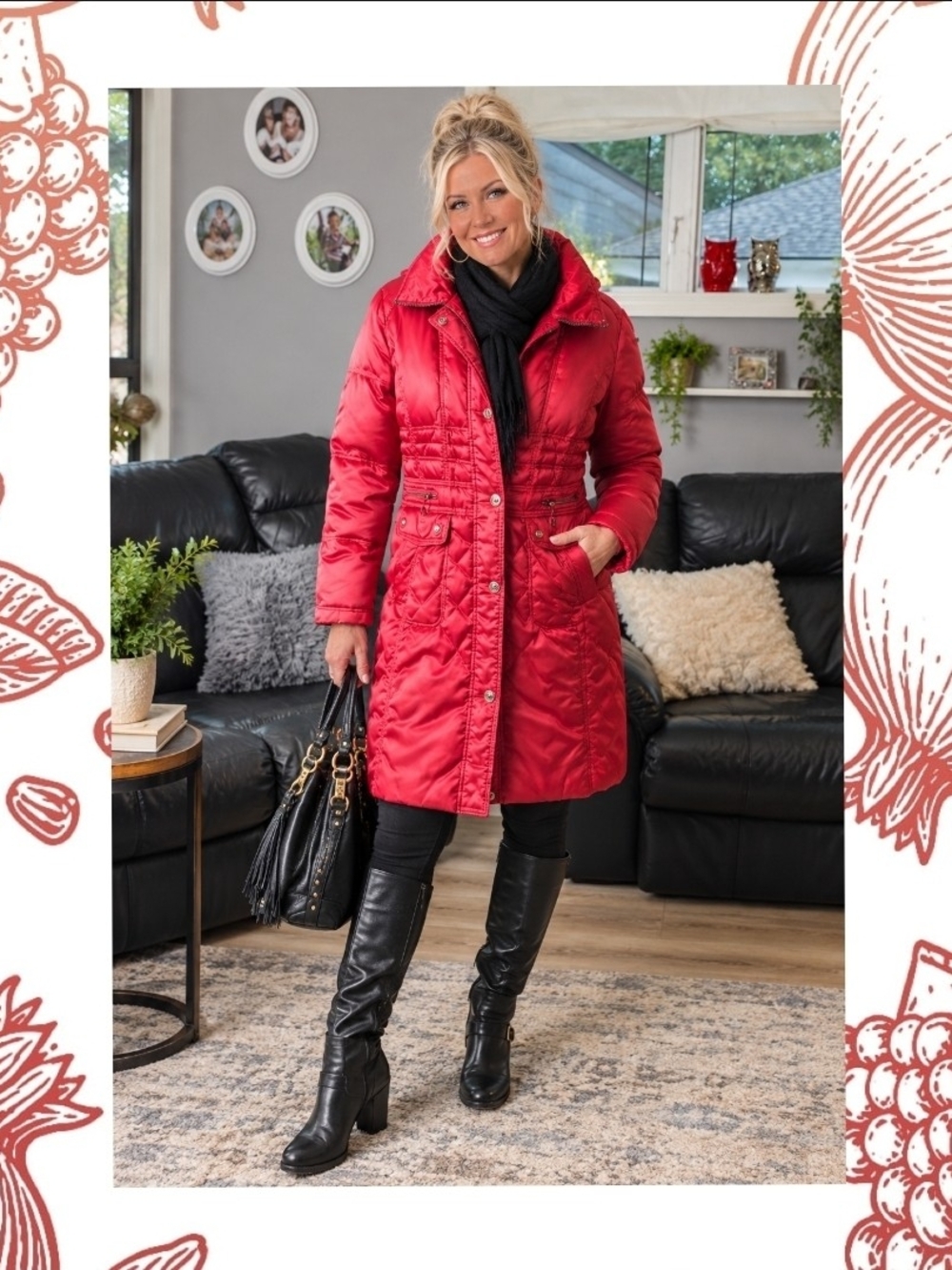 Bosideng Red Quilted Winter Coat - 90% Duck Down Puffer - Women's Sz 10/12 (M/L)